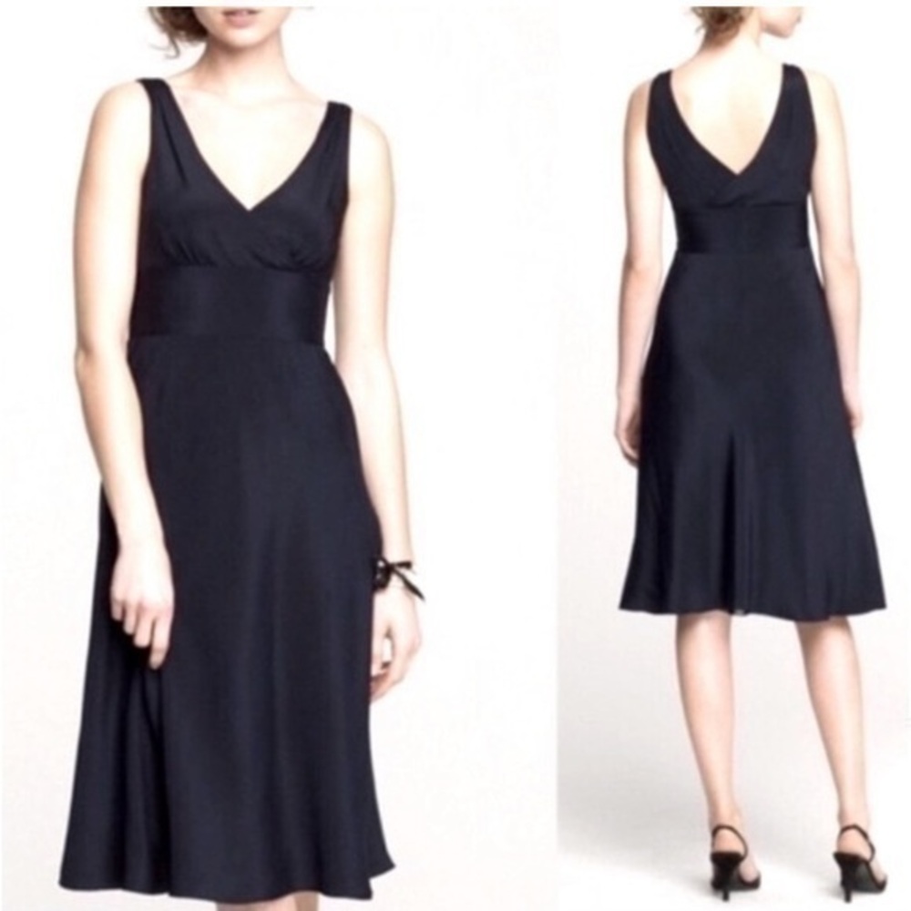 J. Crew Brown V-Neck Midi Dress